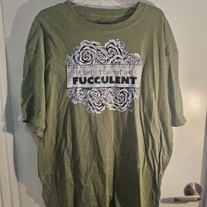 Green Graphic Tee - Short Sleeve XL Organic Cotton What The Actual Fucculent